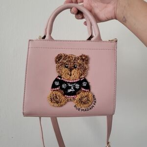 Rue Madam Baby Pink Teddy Bear Mini Tote Top Handle Crossbody